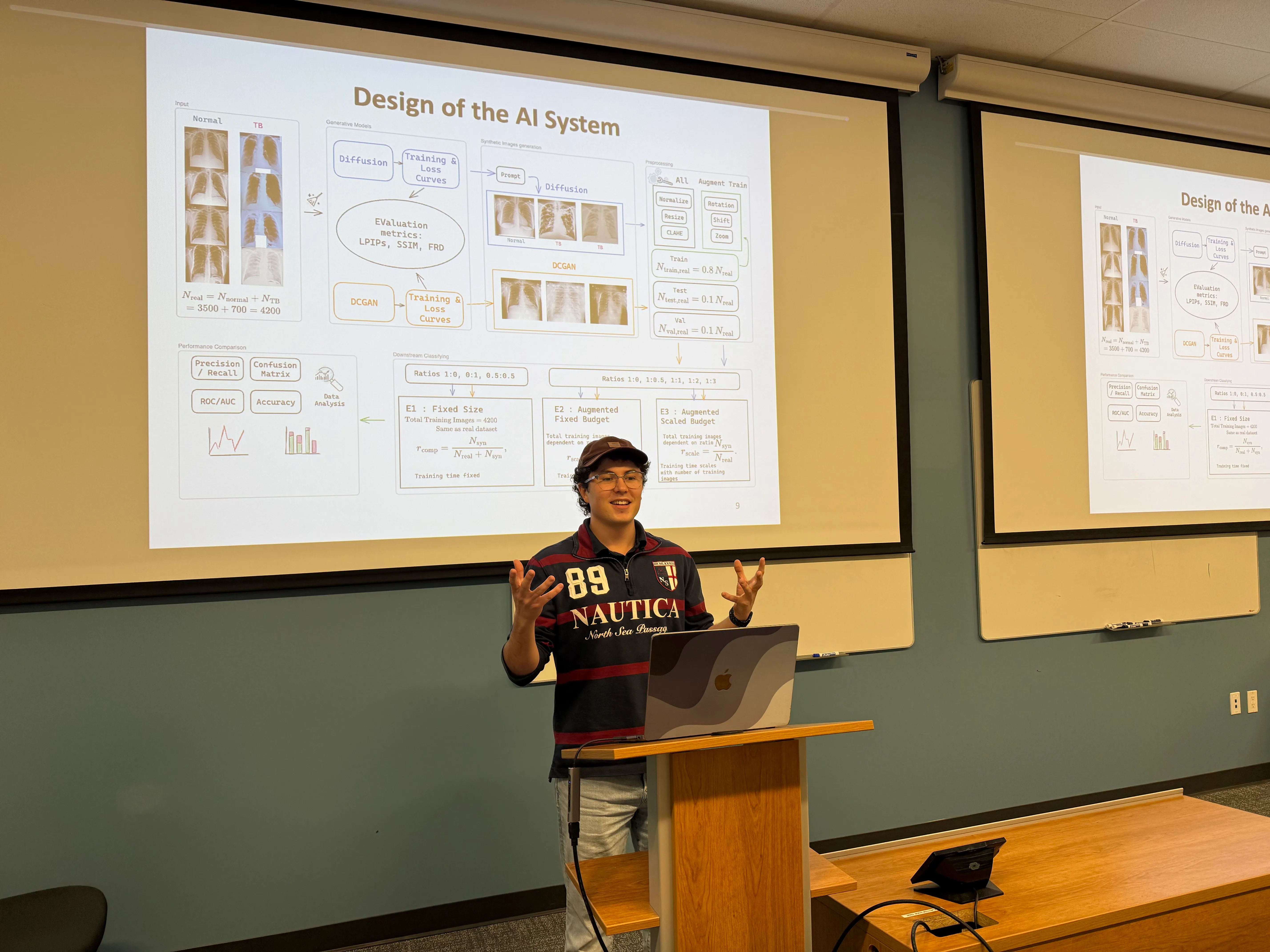 Connor Pink presenting research.